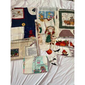 Vintage Christmas & Holiday Fabric Panels For Crafts & Sewing Projects